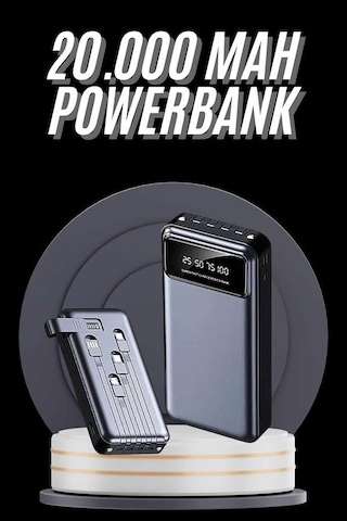 Hızlı Şarj Özellikli 20.000 Mah Dijital Göstergeli Usb Girişli Android Ve İos Uyumlu Powerbank Çok Renkli