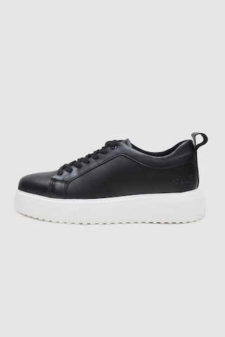 D's Damat Siyah Kalın Beyaz Tabanlı Bağcıklı Sneaker Ayakkabi 3EC09ORT0381 Siyah