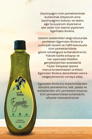 Yudum Egemden Riviera Zeytinyağı Pet 2 L