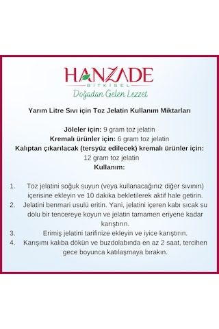 Hanzade Bitkisel Toz Jelatin 500 G