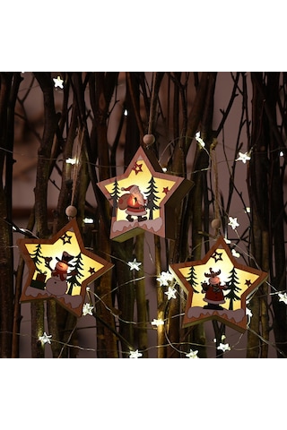 Monyee Led Işıklı Ahşap Yıldız Asağı - Ev Dekorasyonu, Yumuşak Işık, Pratik Ve Yenilikçi Tasarım