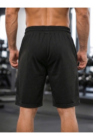 Sapeur Erkek Spor Şort - Slim Fit Antrenman & Fitness Şortu Siyah