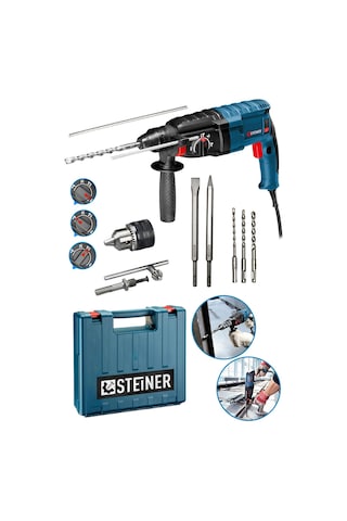 Steiner 4000 W Darbeli Kırıcı Delici Matkap + Mandren + 5 Parça Uç