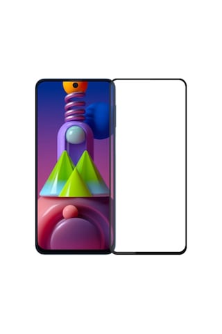 Samsung Galaxy M51 Temperli Full Cam Ekran Koruyucu Siyah Siyah