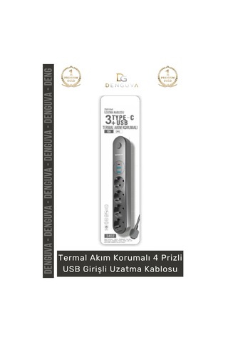 Uzatmakablo Akım Korumalı Typec Enerji İstasyonu Priz Hızlı Şarj Kablolu Usb Girişli Uzatma Kablosu Diğer