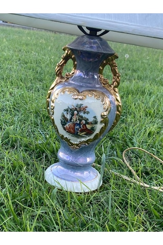 Aşıklar Motifli Porselen Abajur 63 CM