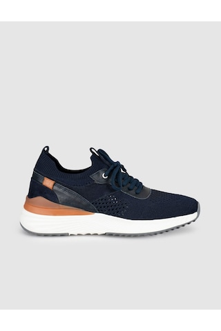 Cabani Lacivert Triko Hakiki Deri Erkek Sneaker Ayakkabı