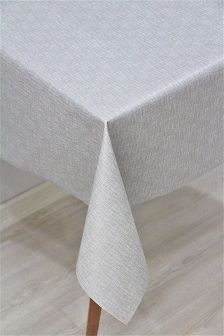 Elyaf Astarlı Silinebilir Pvc Muşamba Masa Örtüsü - Gri Keten - 141-b