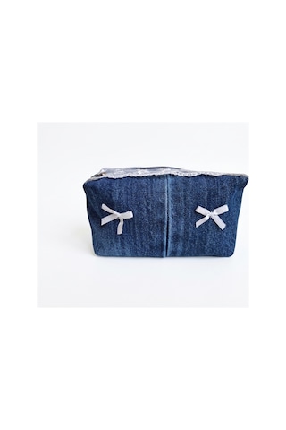 Cıny Denim Dantelli Ve Fiyonklu Pinterest Makyaj Çantası Tb041