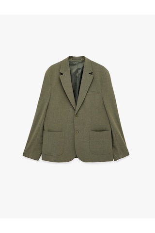 Koton Regular Fit Uzun Kollu Cepli Düğmeli Gömlek Yaka Blazer Ceket Haki 6sam50005nw
