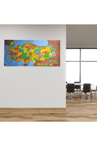 Renkli Türkiye Haritası Manyetik Yapıştırıcı Gerektirmeyen Duvar Stickerı 118 Cm 56 Cm 1
