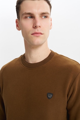 AR-MA Arma Erkek Regular Fit Örme Selanik Sweatshirt %65 Pamuk %35 Polyester, Karbon Fırçalı, Basic Bisiklet Yaka K30124699002 Kahverengi-k7