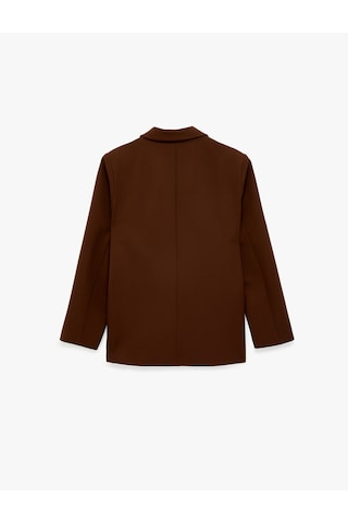 Koton Cep Detaylı Düğmeli Kruvaze Yaka Oversize Blazer Ceket Kahverengi 6sak50061uw Kahve