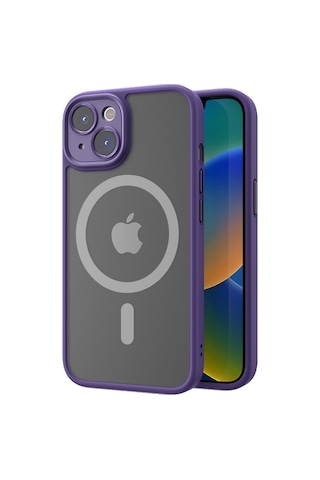 Rock Apple Uyumlu iPhone 14 Plus Anti-drop Lens Korumalı Magsafe Kılıf Mor Mor