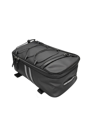 Motosiklet Su Geçirmez Pu Deri Raflı Arka Taşıma Çantası, Kapasite: 8l, Yağmur Kapaklı Siyah