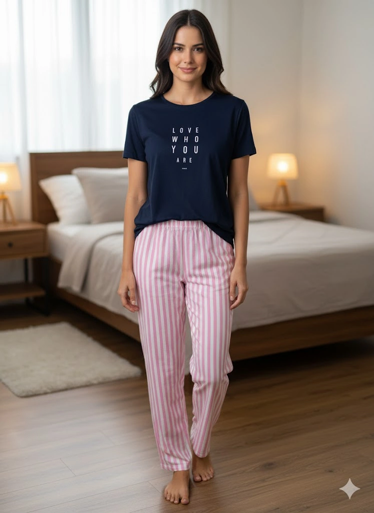 Kadın Lacivert Yazlık Pijama Takım Lacivert