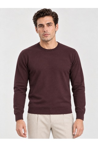 Danger Erkek Basic Triko Kazak Bordo