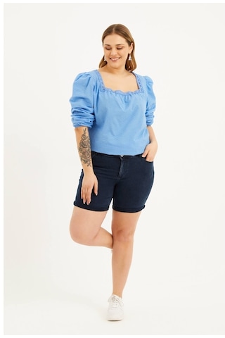 Myline Paçası Katlı Denim Şort