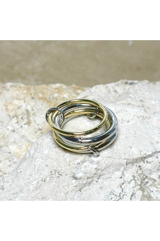 4'lü Gold-silver Sade Yüzük Çok Renkli