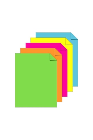 Artlantis Neon Fosforlu Renkli A4 Fotokopi Kağıdı 100 Lü 1 Paket 100 Adet Fosforlu 5 Renk Parlak Canlı Renkler Foto