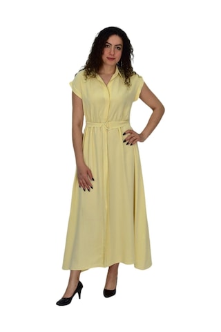 Kadın Beli Kemerli Elbise Bgl-st04639 sarı