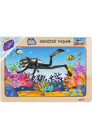 Ony-187-188-189-190 Ahşap Eğitici Puzzle Denizde Yaşam