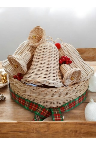 Bambu Rattan Çok Amaçlı Sepet 30cm Bej