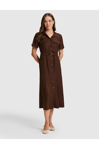Pierre Cardin Kahverengi Regular Fit Dokuma Elbise 50321289 Vr029