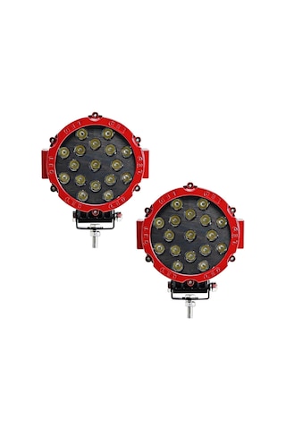 Off Road Sis Lambası Kırmızı 16 Cm Yuvarlak 17 Led 2 Adet