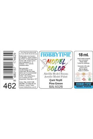 Hobbytime 462 18 Ml. Ral6028 Çam Yeşili Pine Green Akrilik Model Boyası