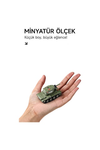 1:64 Rc Mini Tank Seti - Kızılötesi Savaş Özellikli 2'li Sesli Ve Işıklı Uzaktan Kumandalı Tank