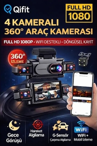 360 Wifi Quad Araç Kamerası