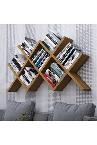 Çapraz Kitaplık Mdf Ceviz