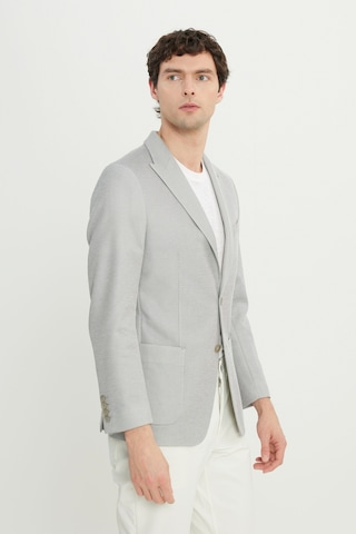 AC&Co / Altınyıldız Classics Erkek Grı 360 Her Yöne Esneyen Pamuklu Slim Fit Kırlangıç Yaka Armürlü Blazer Ceket Gri