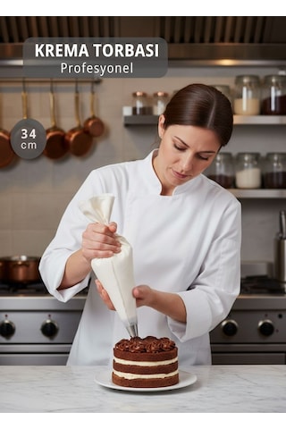 Profesyonel 34 Cm Krema Torbası Bez Detaylı Pasta Süsleme Ve İnce İşçilik İçin beyaz