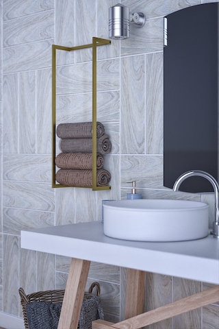 lyla concept Tulipa Metal Duvara Monte Uzun Havlu Rafı Fonksiyonel Havluluk Gold