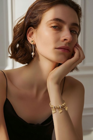 Kadın Çelik Gold Charm Bileklik - Üçlü Kelebek Figürlü Ve Taşlı İtalyan Zincir Bileklik