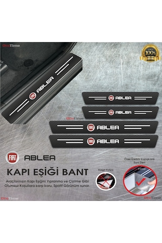 Fiat Albea Logolu Karbon Kapı Eşiği Koruyucu Suni Deri 4'lü Set