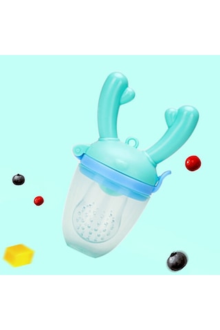 Sones Bebek Emziği Meyve Sebze Yardımcı Besleyici Sevimli Geyik Meyve Isırık Kese Diş Kaşıyıcı, Renk: Mavi