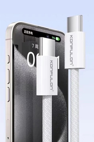Konfulon Dc130 2m 60w Type-c To Type-c Örgülü Hızlı Şarj Kablosu - Beyaz Belirtilmemiş