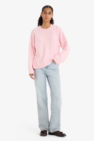Defacto Oversize Geniş Kalıp Bisiklet Yaka Triko Kazak F3894ax25wnpn344 Pembe