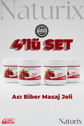 Naturix Selülit Önleyici Vücut Sıkılaştırıcı Kırmızı Biber Balsamı Masaj Jeli 4 x 500 ML