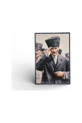 Atatürk Masaüstü Ahşap Tablo - Kabartmalı Baskı Şık Hediyelik 11x16 Cm No 2 3 Parça
