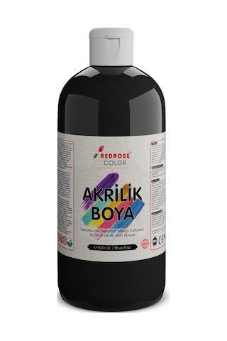 Red Rose Siyah Akrilik Boya 500  G