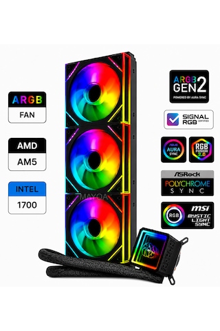 Gametech Ahd360b V2 Argb Aynalı Fan 360mm Sonsuzluk Aynalı Siyah Sıvı Soğutma