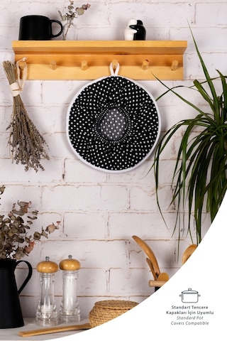 Şık Ve Pratik Demlematik: Pilav Demleme Örtüsü , Tencere Kapağı Bonesisiyah Puantiye