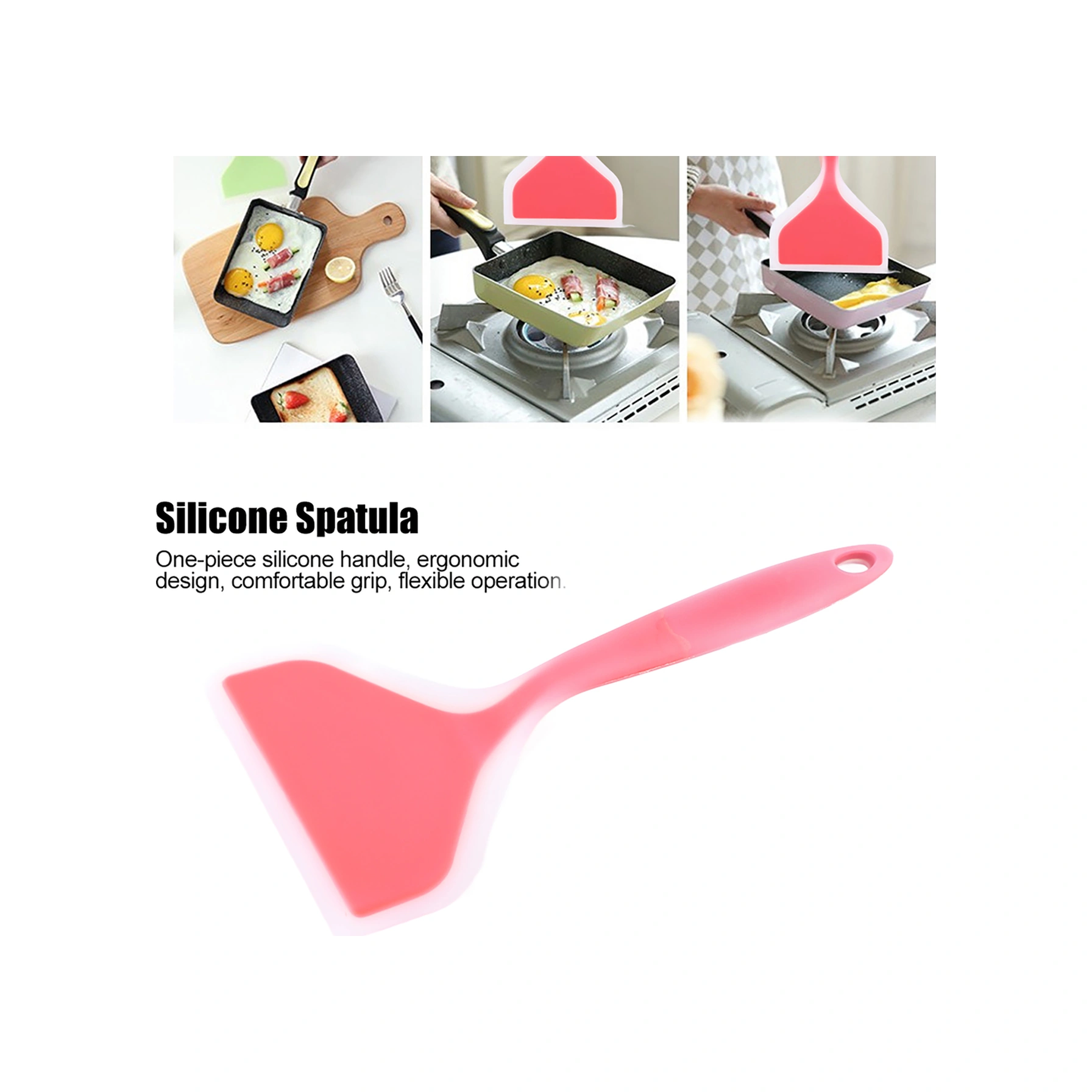 Kosona Yüksek Sıcaklığa Dayanıklı Gıda Grubu Silikon Shovel, Kaygan Tencere Uyumlu Geniş Yüzeyli, Yumurta/pizza/steak Pişirme Kolu, Ergonomik Tutuş, Kolay Temizlenir Turuncu Kollü