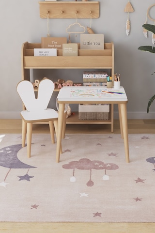 Çocuk Oyun Aktivite Masası 45x45 Cm - Kağıt Rulo Set - Montessori Sandalye Çalışma Masası Çok Renkli