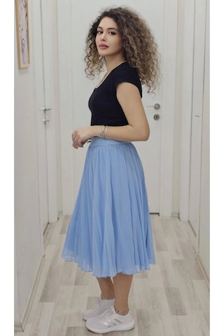 Beli Lastikli Pliseli Etek 6018-bebe Mavisi Bebe Mavisi