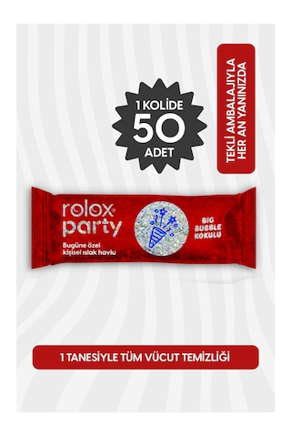Rolox Party - 50 Paket - Özel Günler Ve Partiler Için Kişisel Islak Havlu